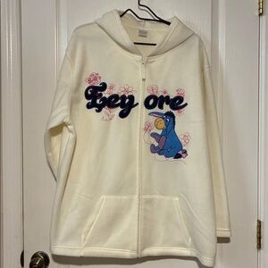 Disney Pooh Eeyore Fleece Hooded Jacket Full Zipper Long Sleeve